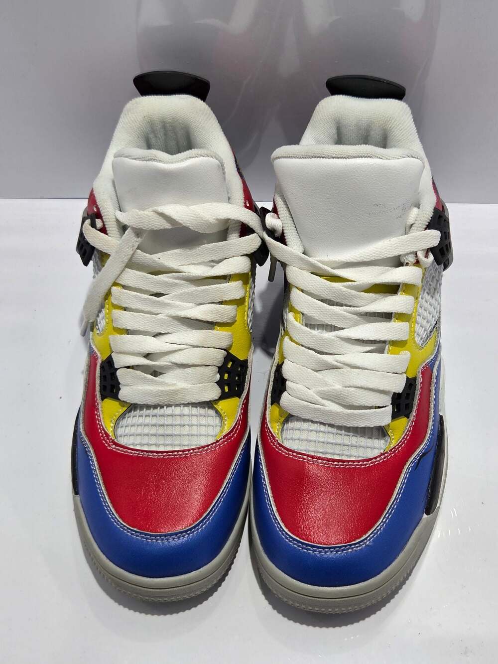 Custom Superman Themed Jordan 4 Inspired Mid-Top Sneakers